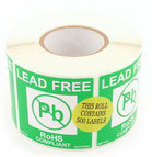 Label, Lead Free, Green and White, 2" x 2"